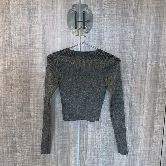 Zara - Metallic‎ Thread Knit Cropped Top - Picture 4 of 11